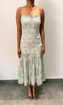 Hemant And Nandita | Inv Viscose Lurex Jacquard Long Dress | Grey