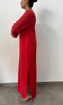 Hemant And Nandita | Inv Cotton Lilen Long Kaftan | Red