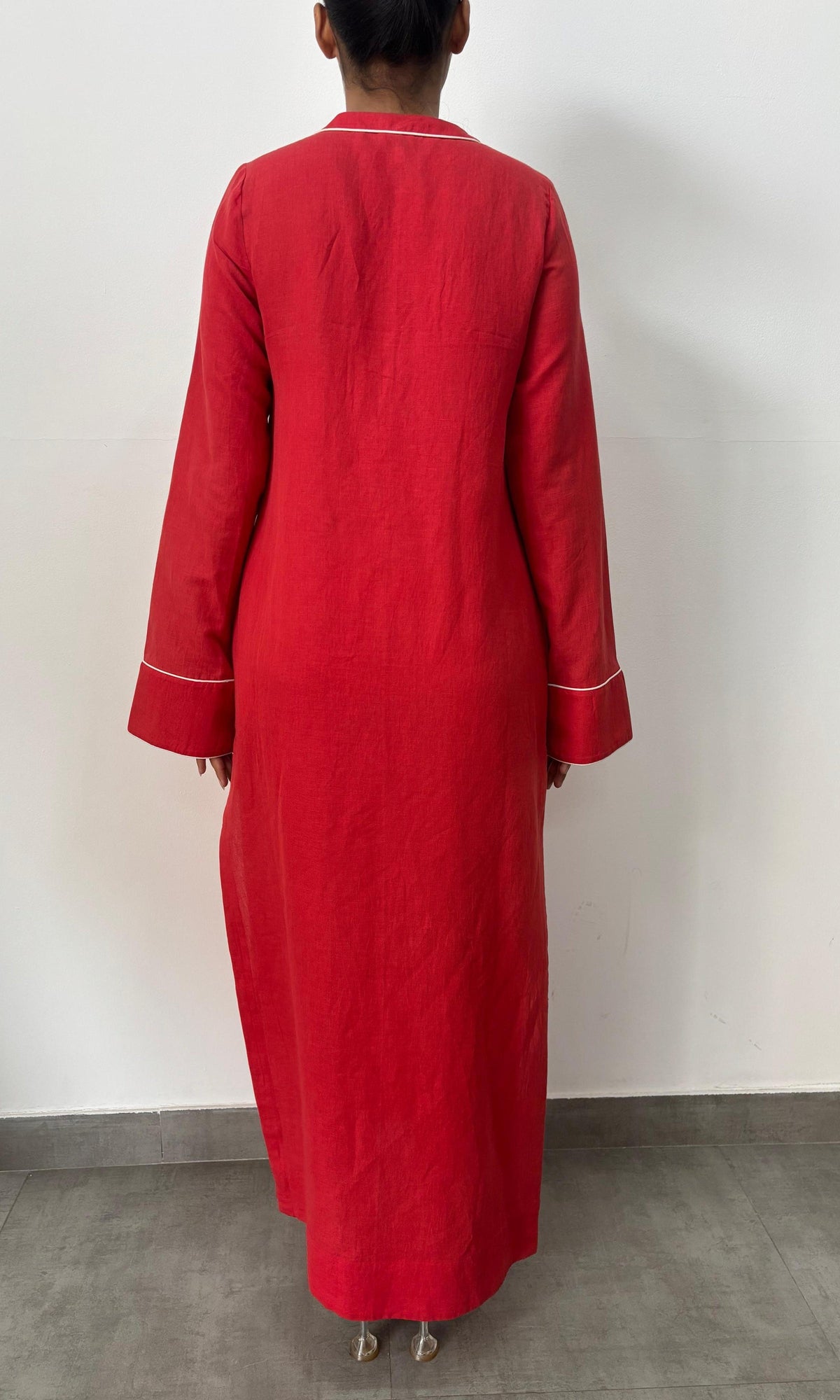 Hemant And Nandita | Inv Cotton Lilen Long Kaftan | Red