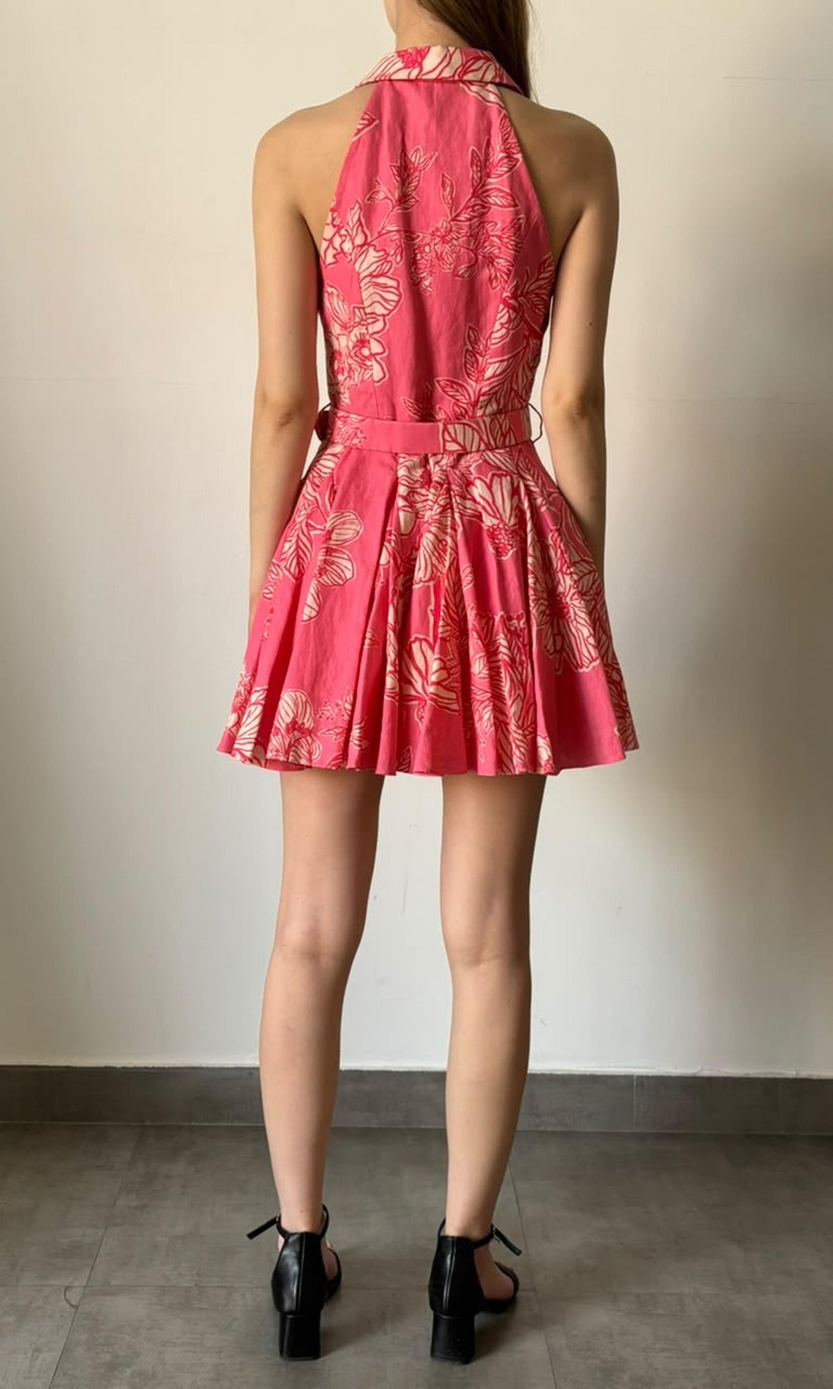 Hemant And Nandita | Inv Cotton Lilen Short Dress With Buckle | Pink