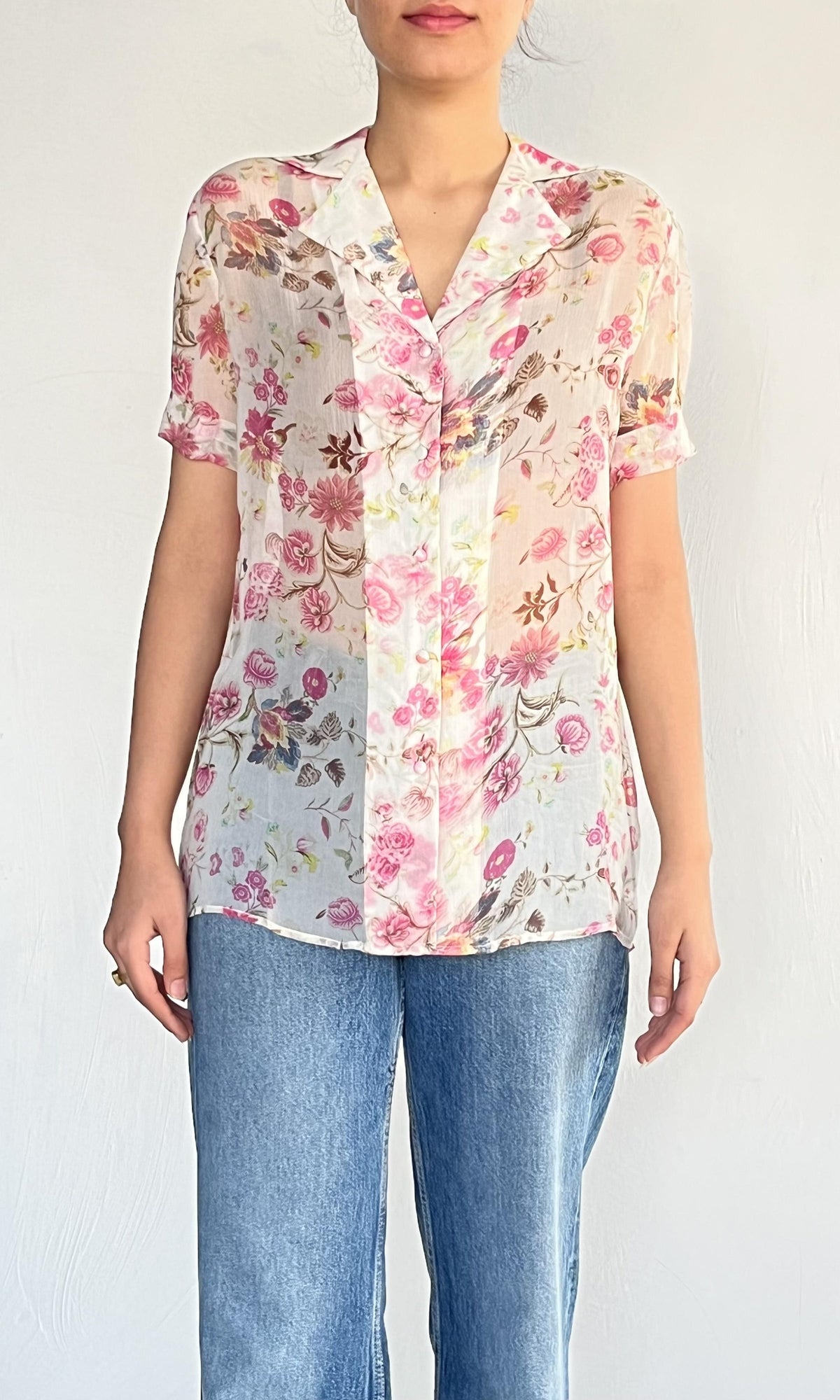 Hemant And Nandita | Inv Viscose Chiffon Shirt | Pink