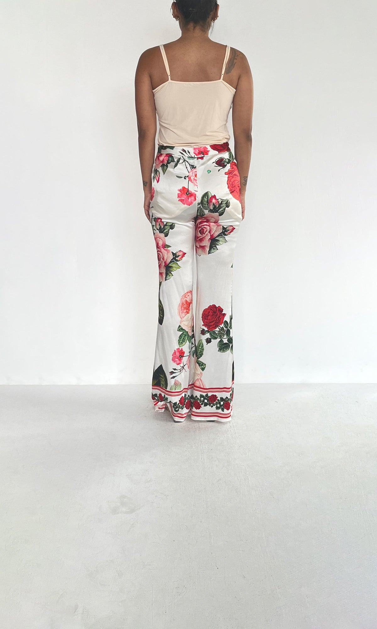Hemant And Nandita | Inv Viscose Satin Pants | White Floral