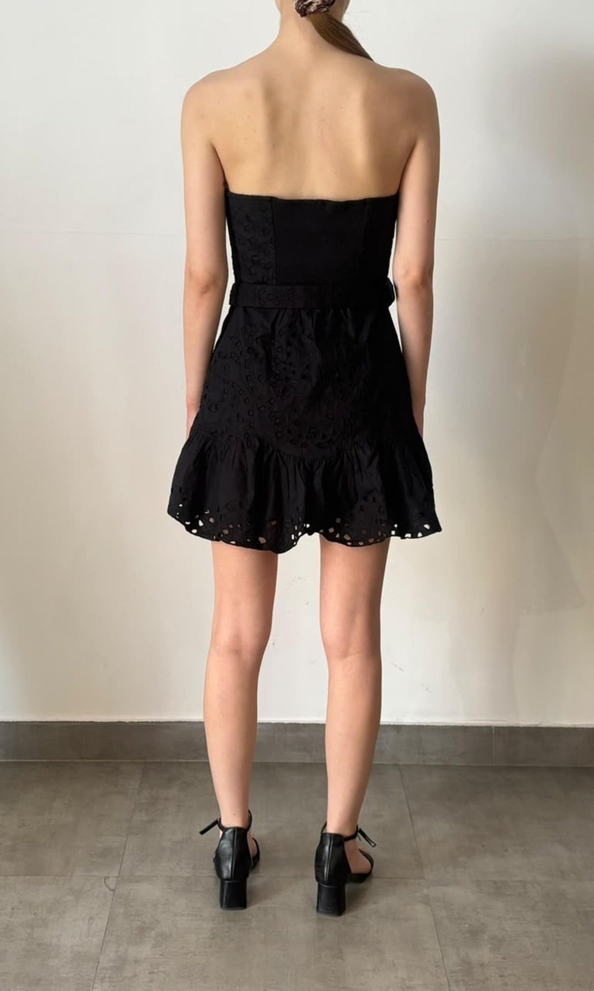Hemant And Nandita | Inv Cotton Poplin Strapless Short Dress | Black