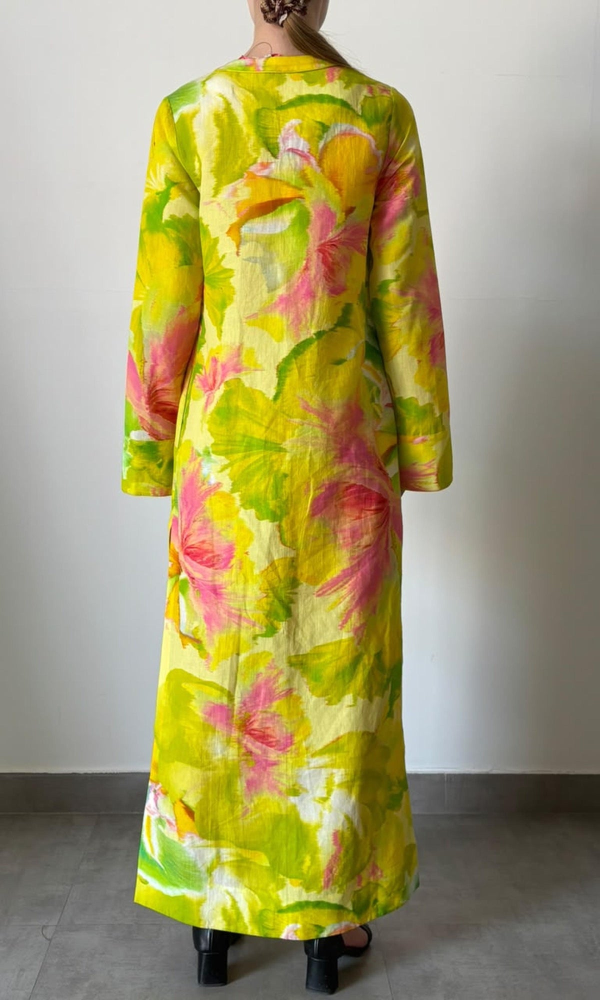 Hemant And Nandita | Inv Linen Cotton Long Dress | Yellow
