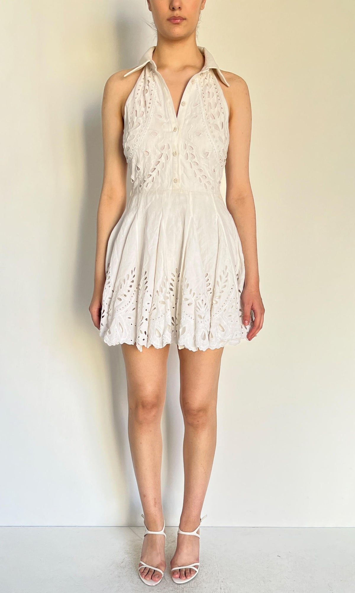 Womens | Inv Cotton Linen Short Dress | White
