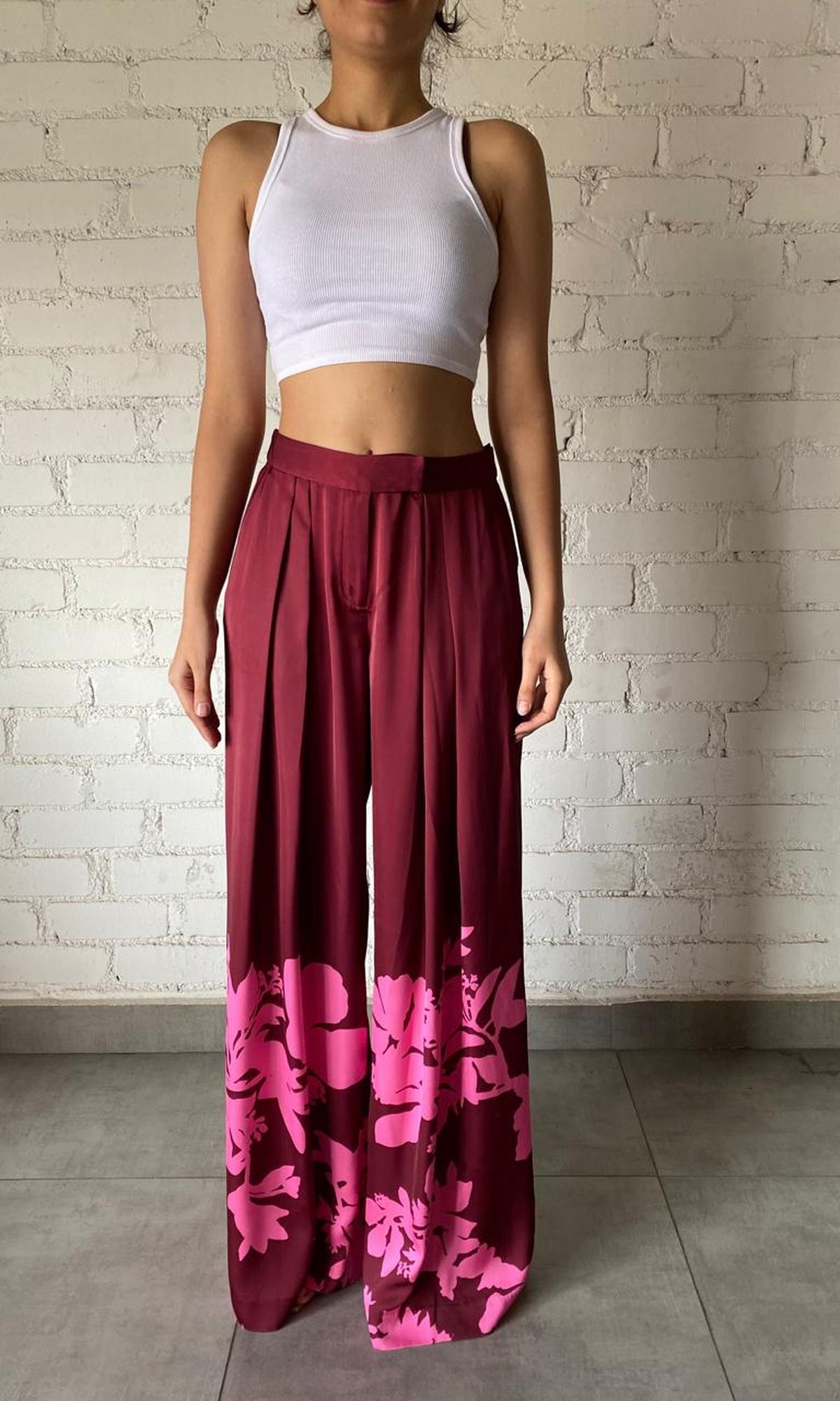 Womens | Inv Viscose Satin Pants | Burgundy