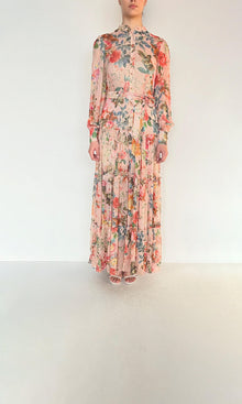Hemant And Nandita | Inv Viscose Lurex Long Dress | Pink
