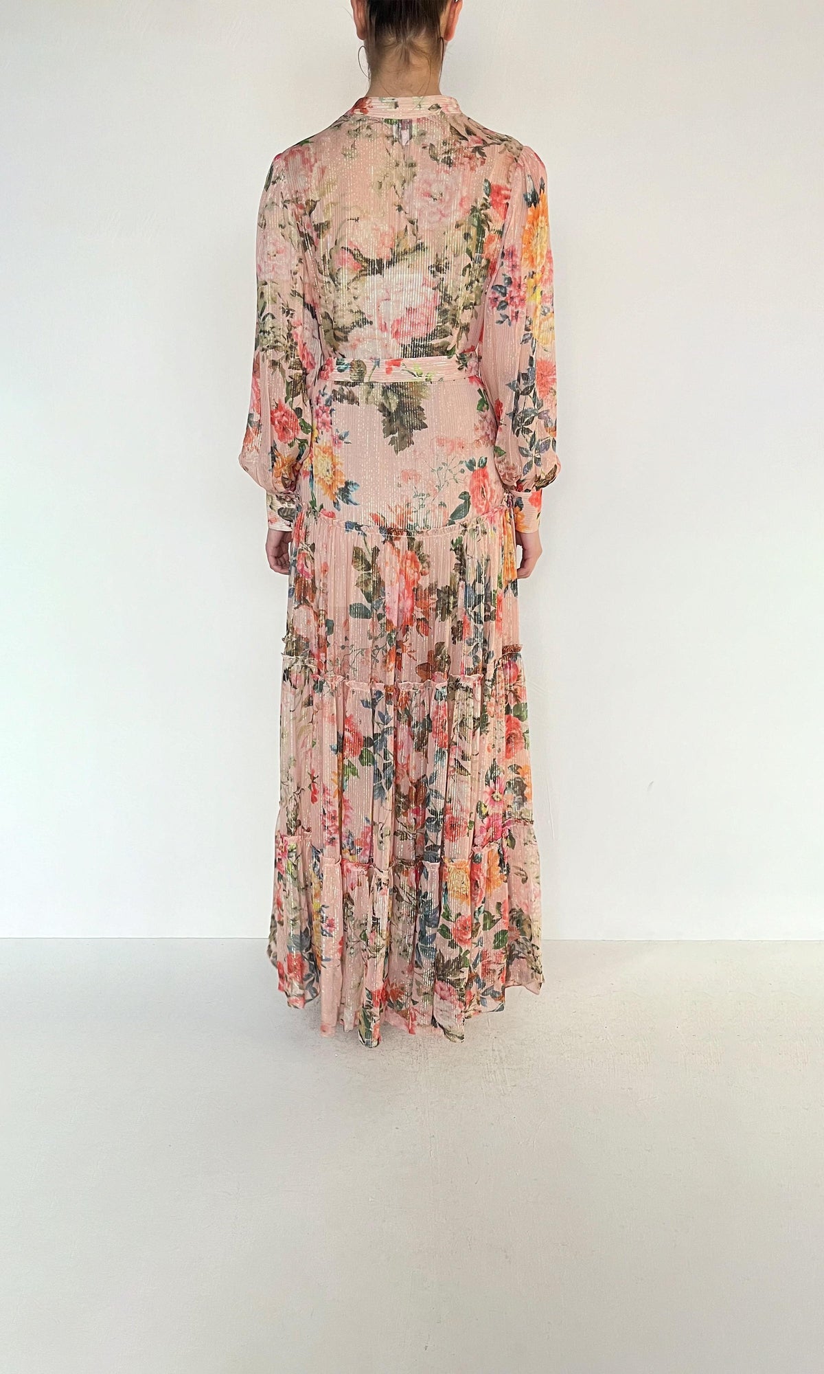 Hemant And Nandita | Inv Viscose Lurex Long Dress | Pink