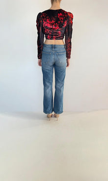 Hemant And Nandita | Inv Velvet Top | Black/Red