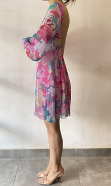 Womens | Inv Viscose Boatneck Short Dress | Pink Multi