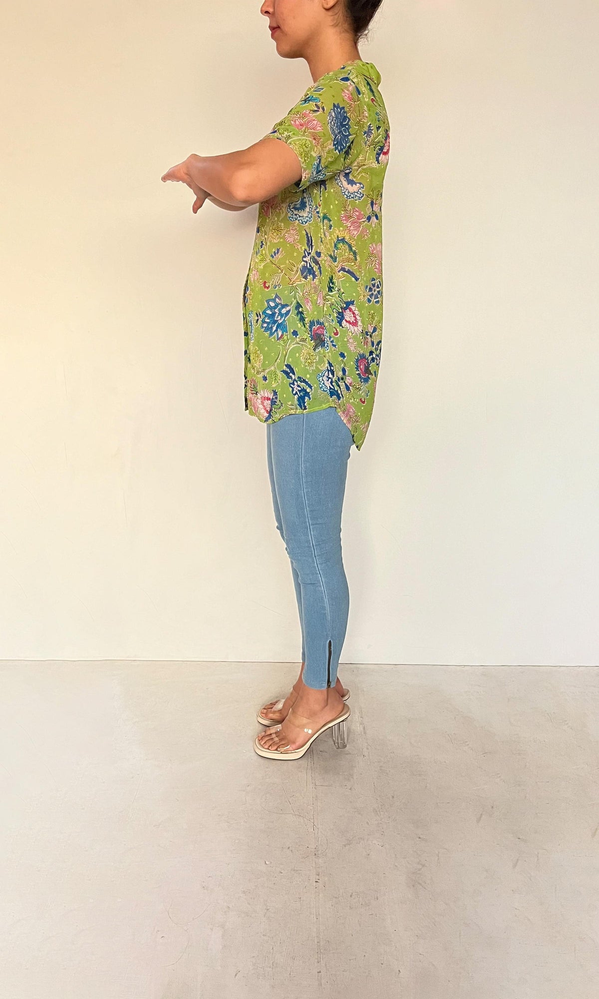 Hemant And Nandita | Inv Chiffon Lurex Rhea Shirt | Green