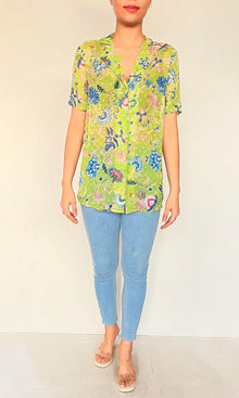 Hemant And Nandita | Inv Chiffon Lurex Rhea Shirt | Green