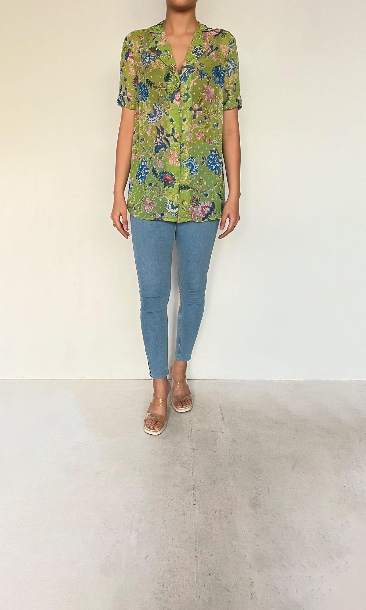 Hemant And Nandita | Inv Chiffon Lurex Rhea Shirt | Green