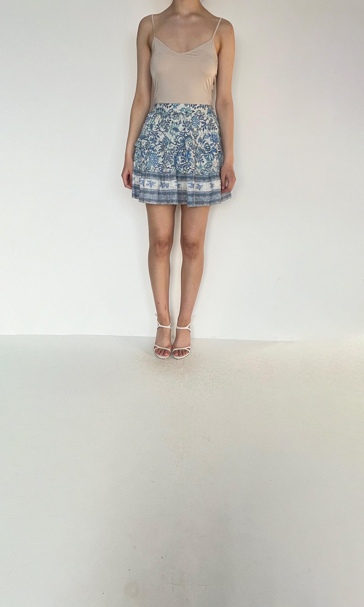 Hemant And Nandita | Inv Cotton Jacquard Skirt | Blue/White