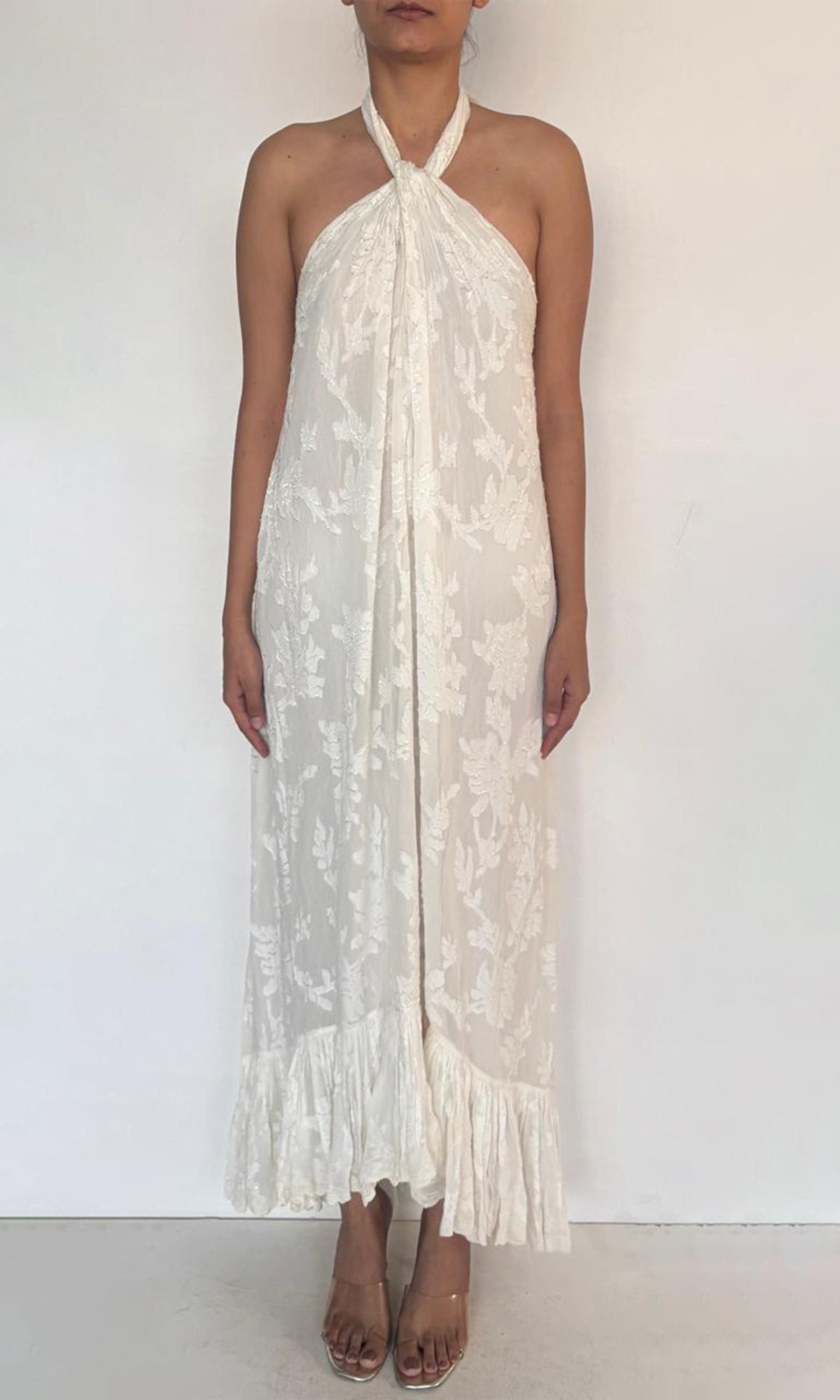 Hemant And Nandita | Inv Viscose Jacquard Long Dress | White