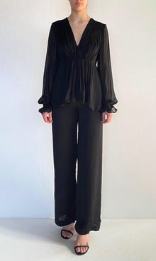 Womens | Johi Viscose Flat Chiffon Gathered Top | Black
