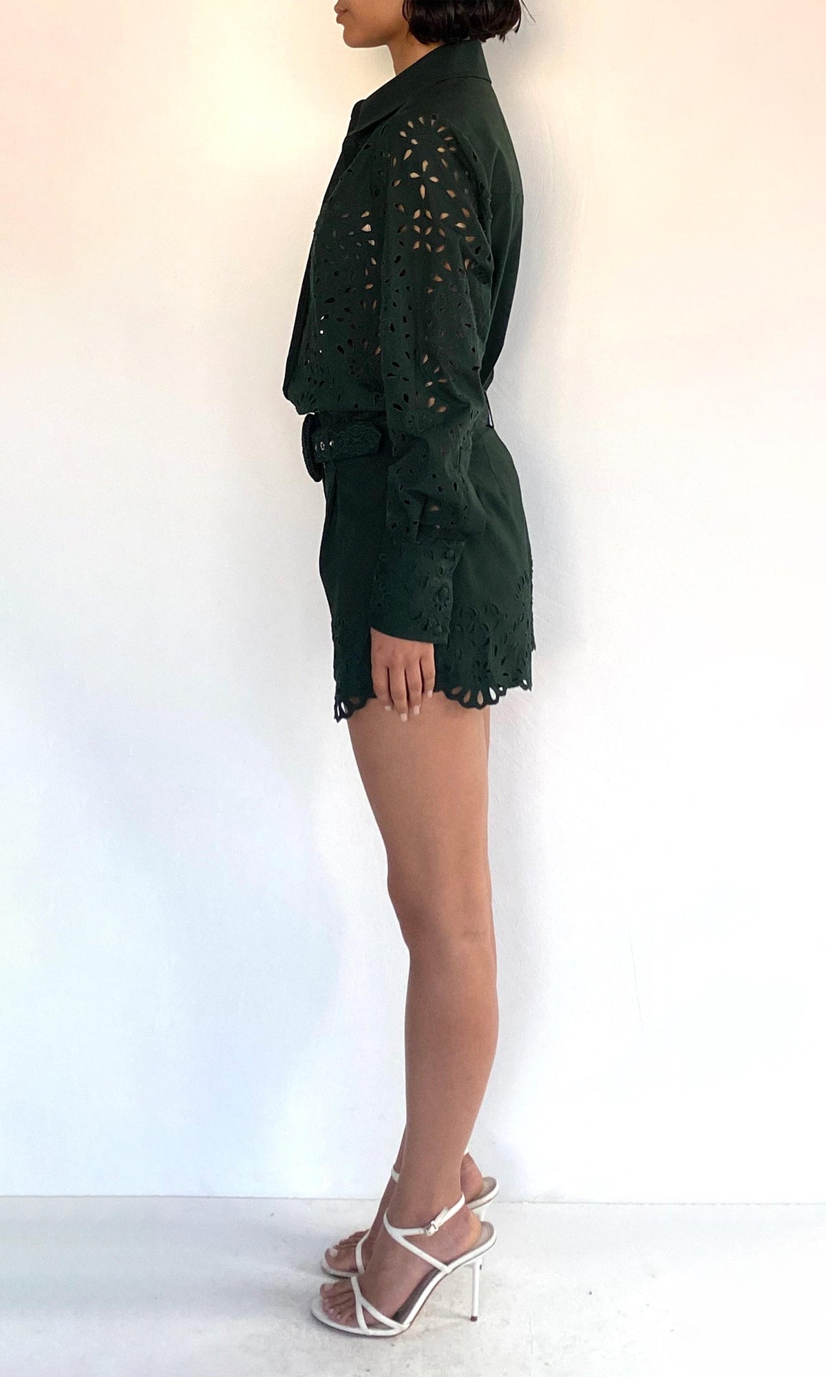Hemant And Nandita | Kyna Cotton Poplin Shorts | Green
