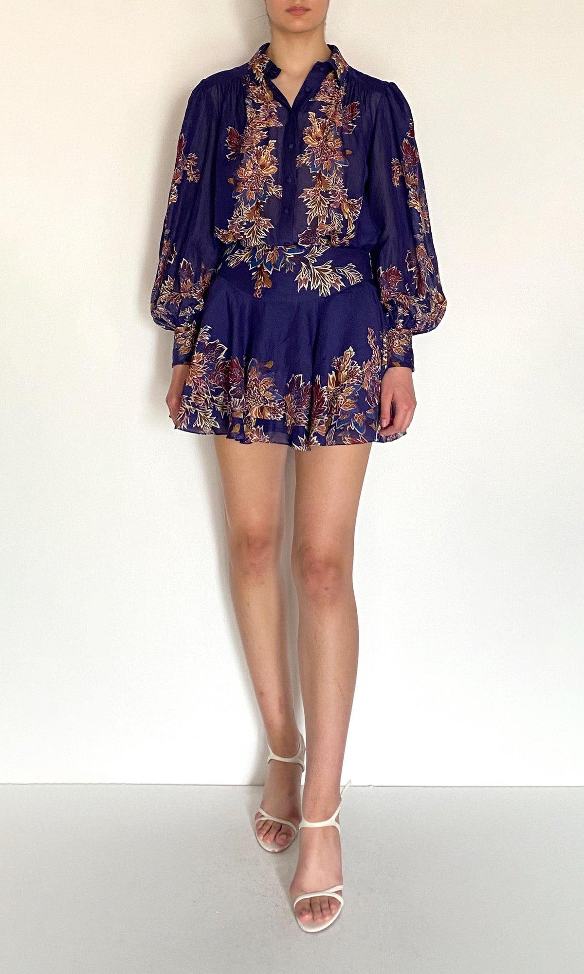 Womens | Leela Viscose Linen Organza Mini Skirt | Midnight Blue