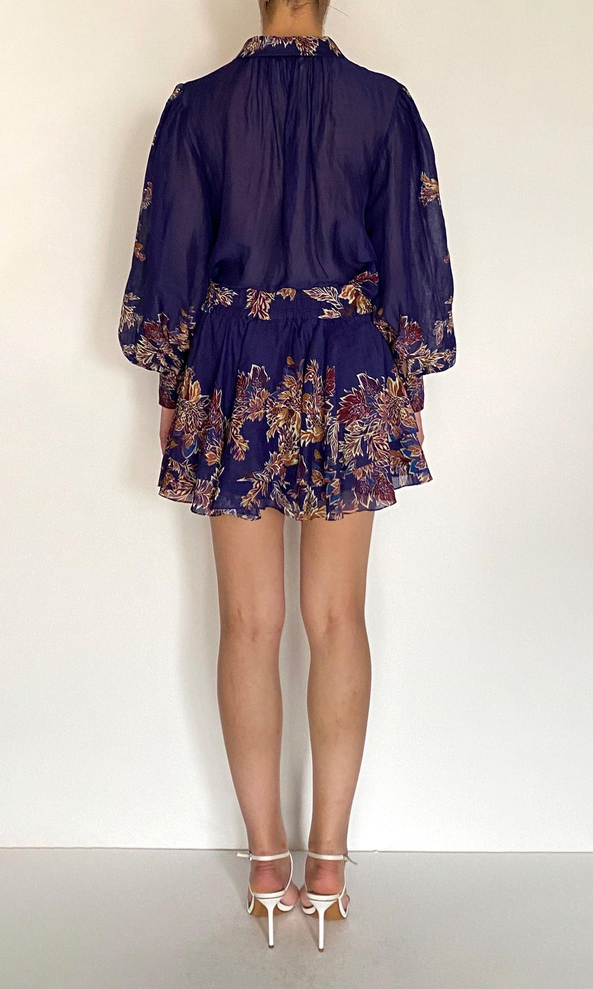 Womens | Leela Viscose Linen Organza Mini Skirt | Midnight Blue