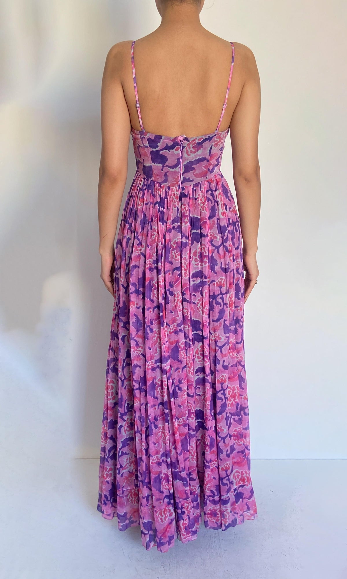 Hemant And Nandita | Lei Crinkle Chiffon Long Dress | Pink