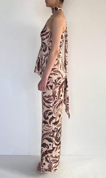 Hemant And Nandita | Lira Polyester Satin Bias Top With Sash | Eggshell