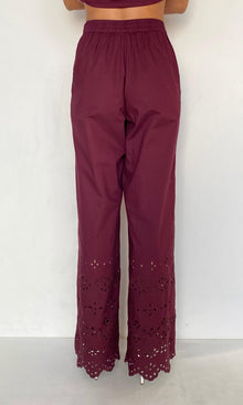 Hemant And Nandita | Mahi Cotton Schiffli Pants | Burgundy