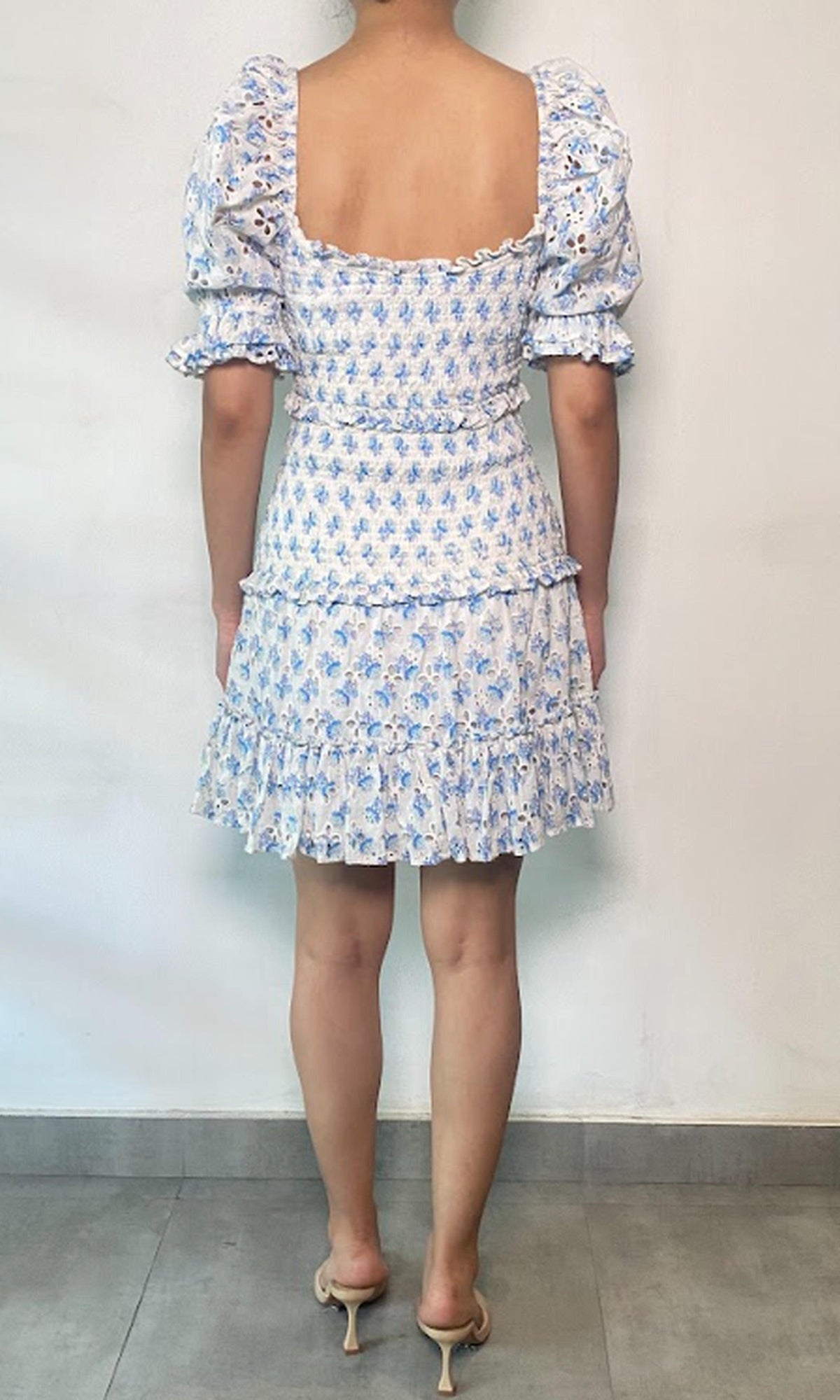 Hemant And Nandita | Mala Cotton Short Dress | White Blue
