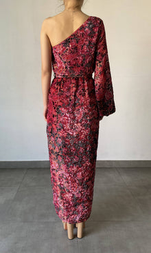 Hemant And Nandita | Mehr Viscose Nylon/Polyester Long Dress | Black/Maroon