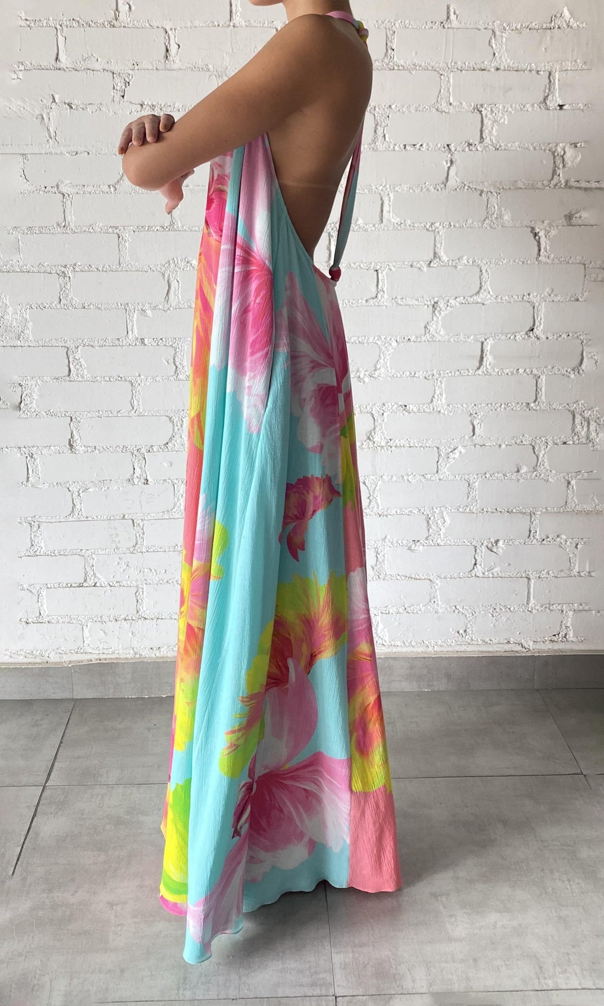 Hemant And Nandita | Mina Crinkle Rayon Long Dress | Multi
