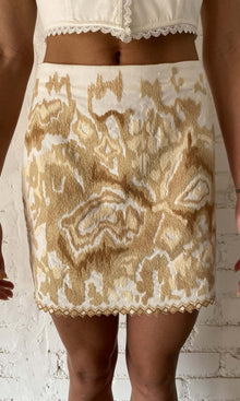 Hemant And Nandita | Nima Cotton Linen Short Skirt | Light Brown/White