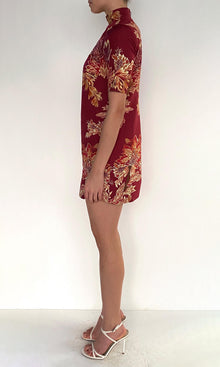 Hemant And Nandita | Niya Linen Cotton Mini Dress | Maroon