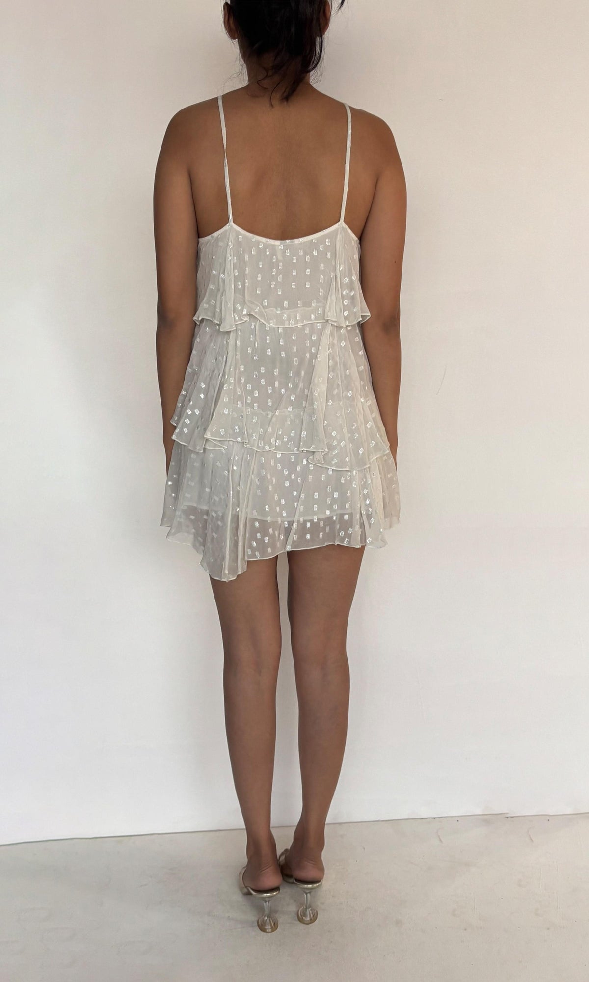 Hemant And Nandita | Noi Viscose Georgette Dobby Short Dress | White