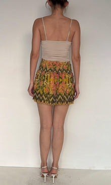 Hemant And Nandita | Nova Viscose Crinkle Chiffon Short Skirt | Yellow