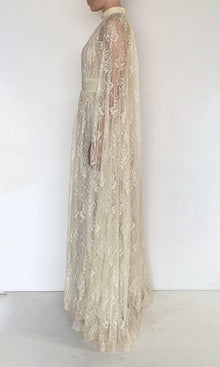 Hemant And Nandita | Onir Nylon Lace Cape Maxi Dress | Eggshell