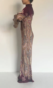 Hemant And Nandita | Shifa Viscose Satin Maxi Dress | Burgundy