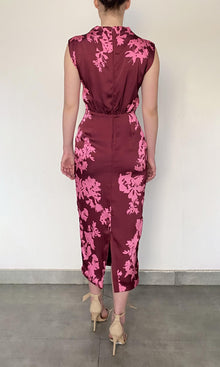 Womens | Tehr Polyester Double Satin Midi Dress | Black Magenta