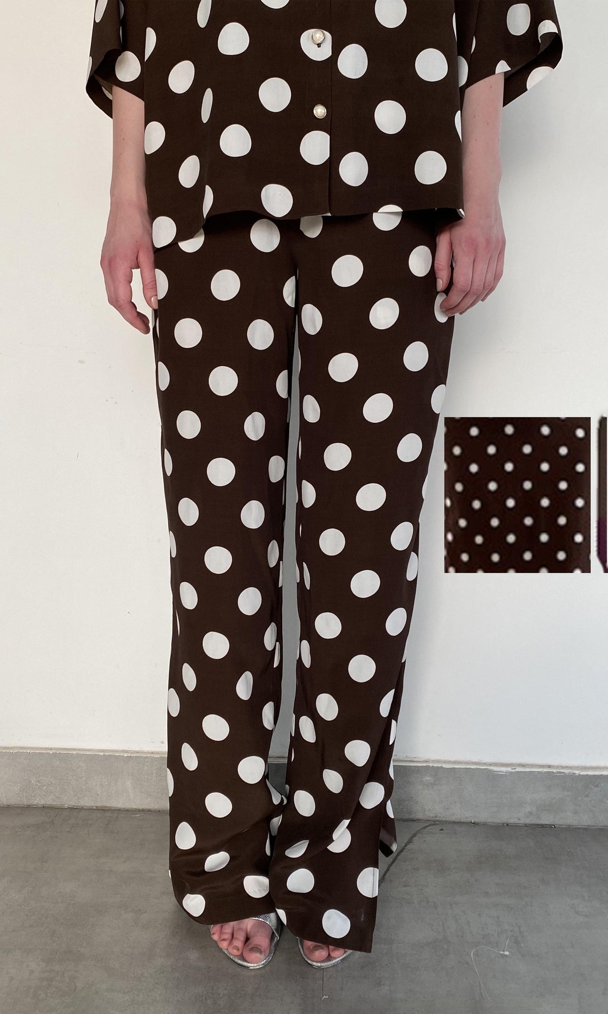Hemant And Nandita | Tira Viscose Crepe Pant | Brown White