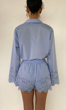 Womens | Viva Poplin Waist Elasticated Shorts | Powder Blue