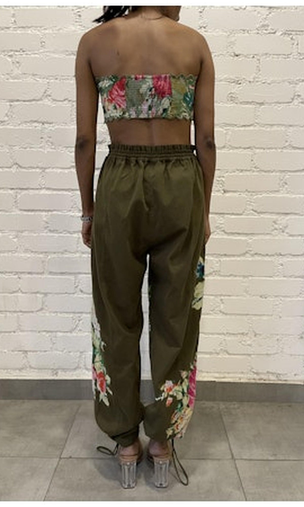 Womens | Zaria Cotton Linen Bandeau | Green Multi