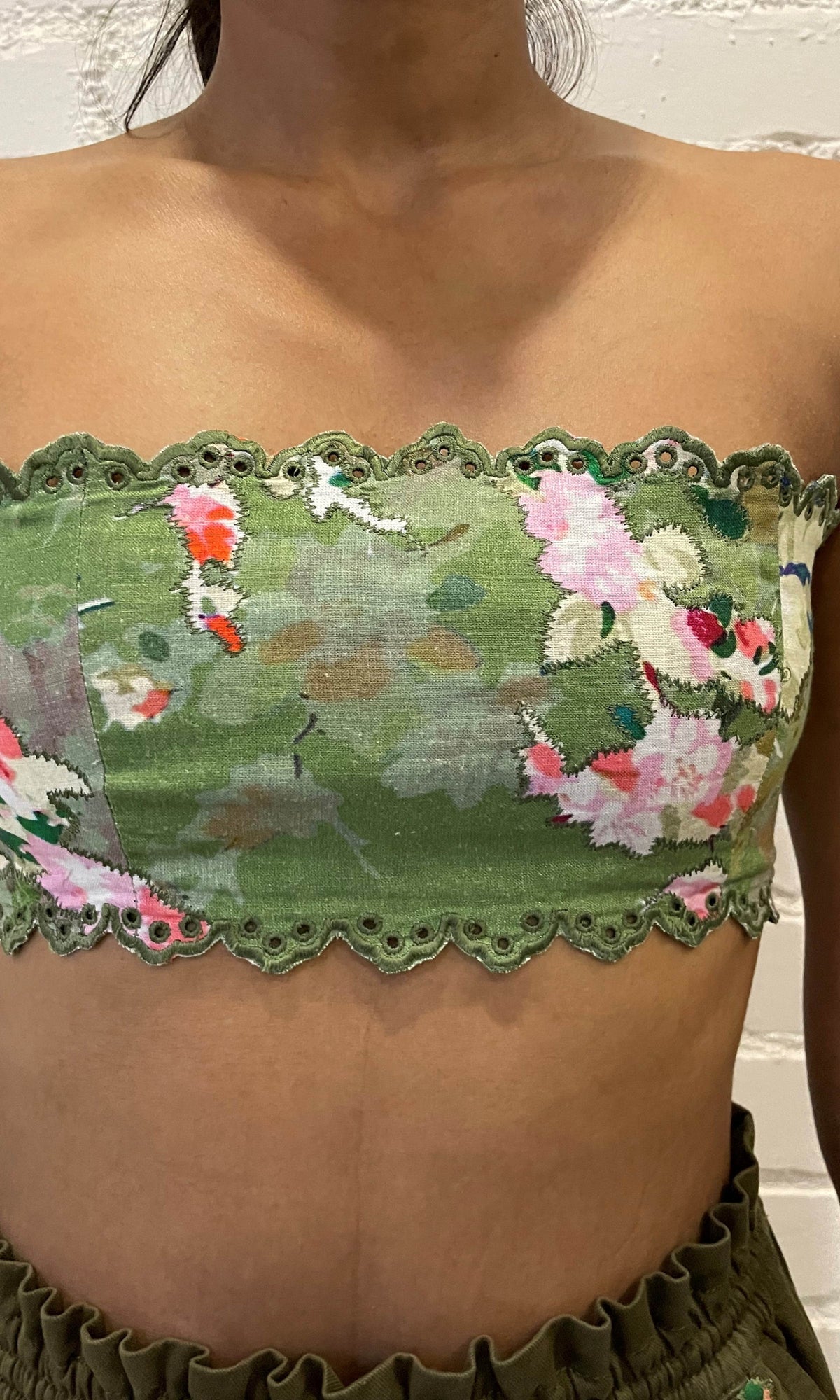 Womens | Zaria Cotton Linen Bandeau | Green Multi