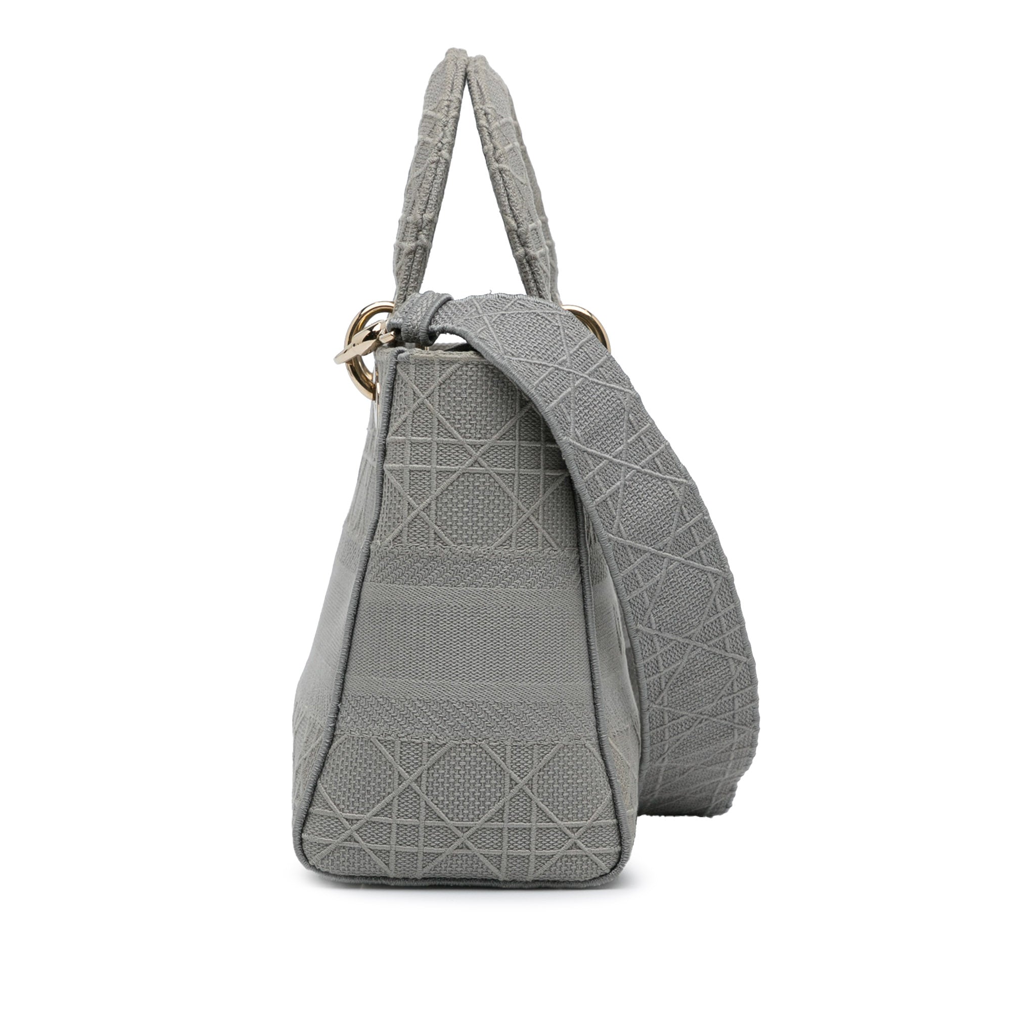 Dior | Pre-Owned Medium Canvas Cannage Lady D Lite - IV | Gray/Light Gray
