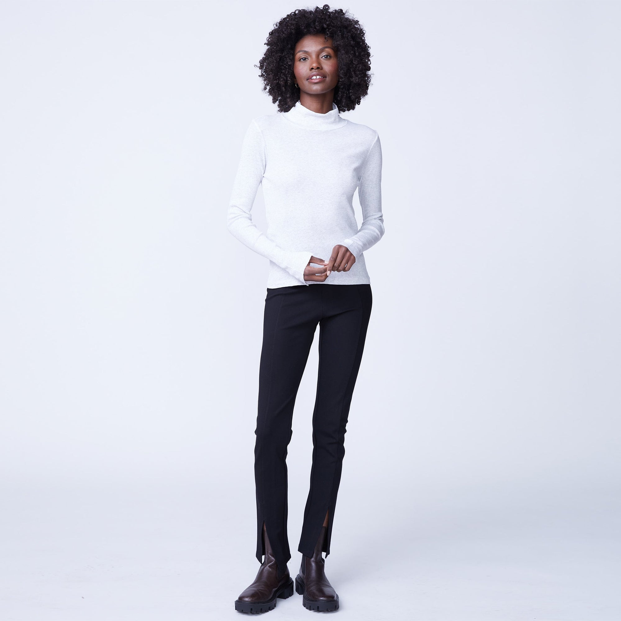 Heather Rib Turtleneck | Women | Heather Grey