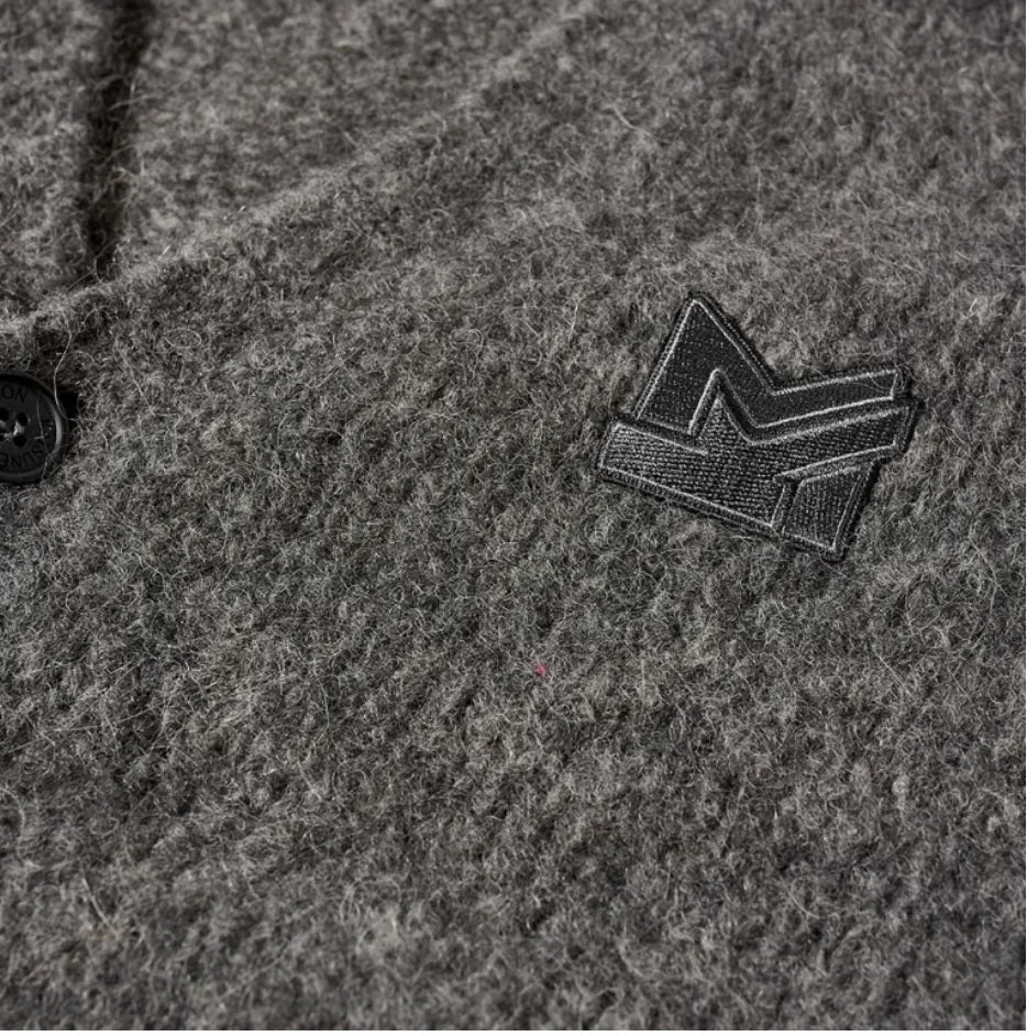 Unisex | Maison Kitsune Patch V-Neck Cardigan | Grey Melange
