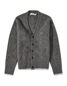 Unisex | Maison Kitsune Patch V-Neck Cardigan | Grey Melange
