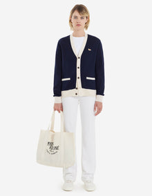 Unisex | Baby Fox Patch Bi-Color Classic Cardigan | Navy