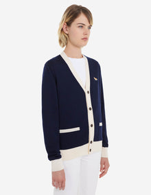 Unisex | Baby Fox Patch Bi-Color Classic Cardigan | Navy
