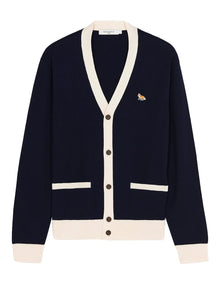 Unisex | Baby Fox Patch Bi-Color Classic Cardigan | Navy