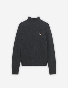 Womens | Baby Fox Patch Boxy Turtleneck Pullover | Dark Grey Melange