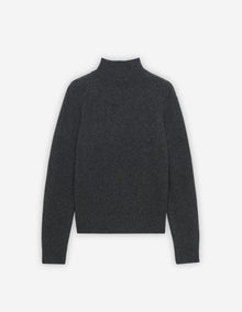 Womens | Baby Fox Patch Boxy Turtleneck Pullover | Dark Grey Melange