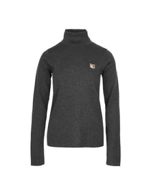 Womens | Fox Head Patch Fitted Turtleneck Pullover | Anthracite Melange
